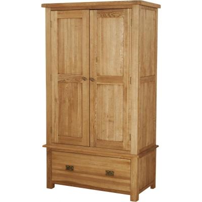 Kingsbury Solid Oak 1 Drawer Double Wardrobe